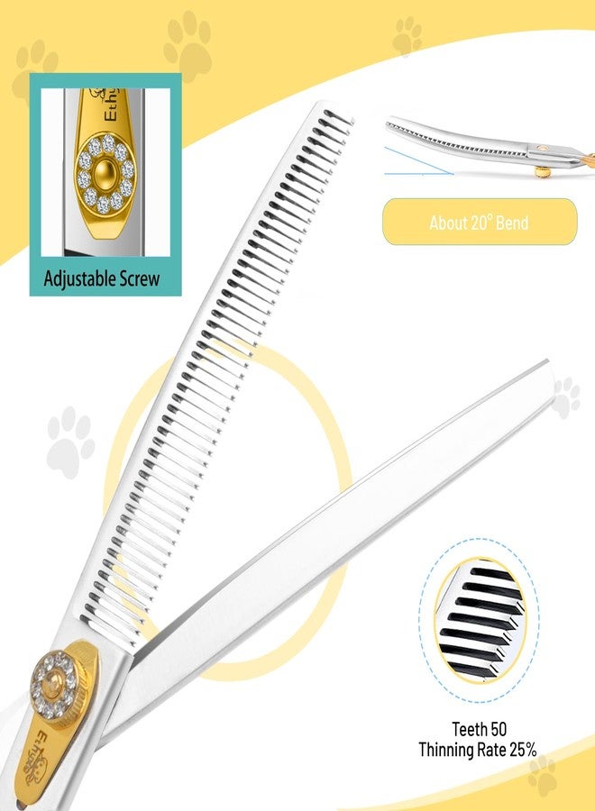 Ethyxe 7" Curved Thinning Shears Dog Grooming –Professional 50-Teeth 440C Stainless Steel Pet Thinners Blender Scissors with Extremely Sharp Blades and Ergonomic Handle - Image 3